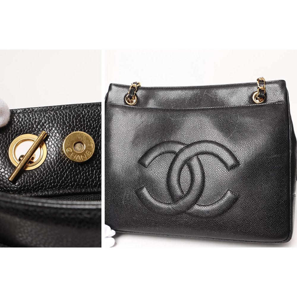 Chanel Chain Shoulder Caviar Skin Black Gold Shoulder Bag - Picture 4 of 5